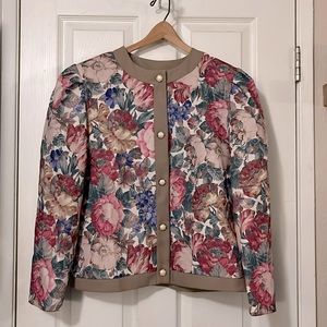 Vintage Classic Apparel Floral Button Down Suit Jacket Blazer Sz 14